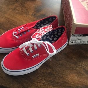 Vans red white blue